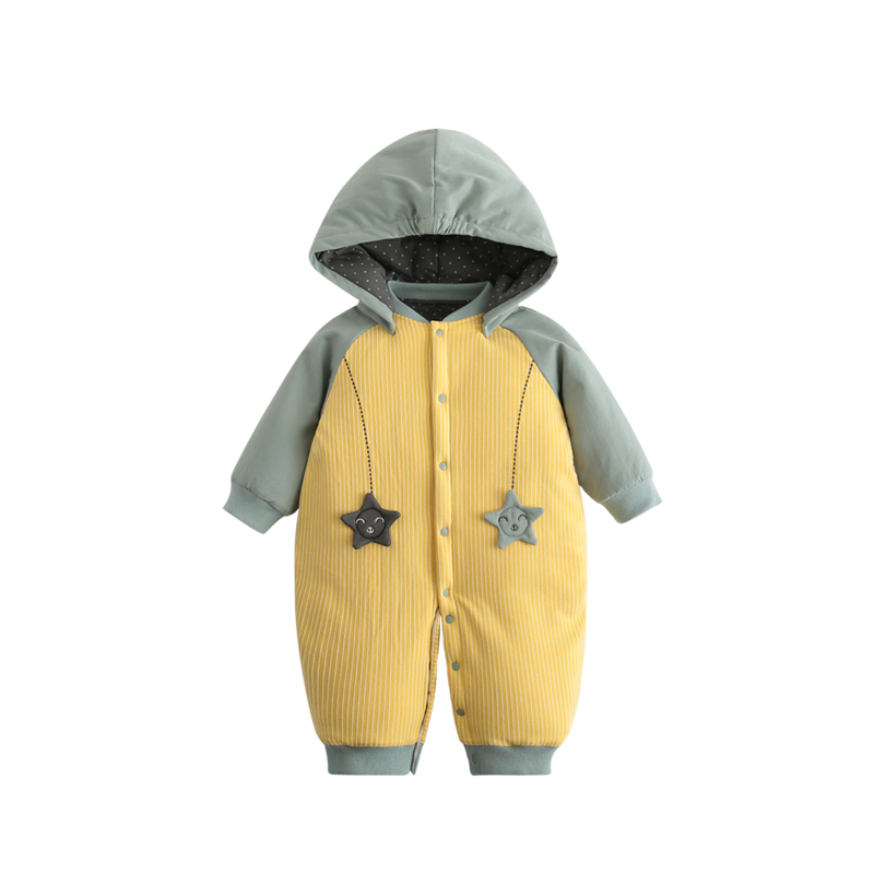 哥比兔婴儿衣服秋冬宝宝可爱萌趣哈衣夹棉外出服连帽保暖爬爬服