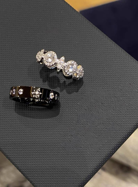 满天星白雪黑骑士戒指女轻奢小众高级感时尚百搭气质精致指环对戒