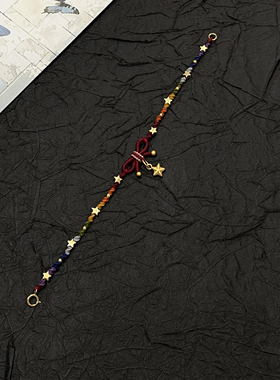 彩虹小福星手链手工编织五彩星星转运珠手绳ins简约百搭显白手饰