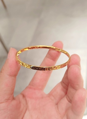 碎冰冰手镯新款简约碎碎金手镯百搭碎金金镯子显白闺蜜女友礼物