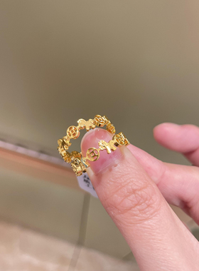 马上有钱小马戒指新中式金色钱币戒指女简约百搭气质小众食指戒指