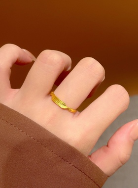 无事牌戒指新中式清冷风指环传统不规则中式戒圈简约显白开口戒子