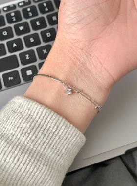 小红书s925纯银星星皓石半手镯半手链个性冷淡风小众设计手环手饰