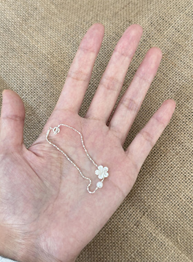 清纯小白花手链天然白贝母小花珍珠手链女轻奢叠戴ins冷淡风手饰