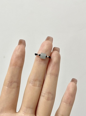 mini小醒狮戒指手工编织极细月光石醒狮戒指简约百搭生机可爱指环