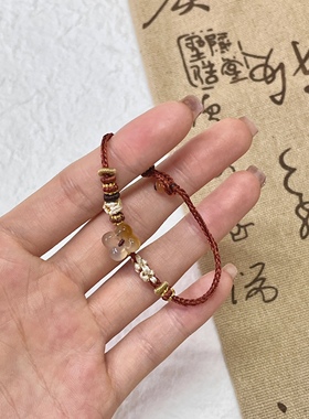 秋意晚桂花手绳手工编织桂花香手链简约百搭冰透小桂花手绳送闺蜜