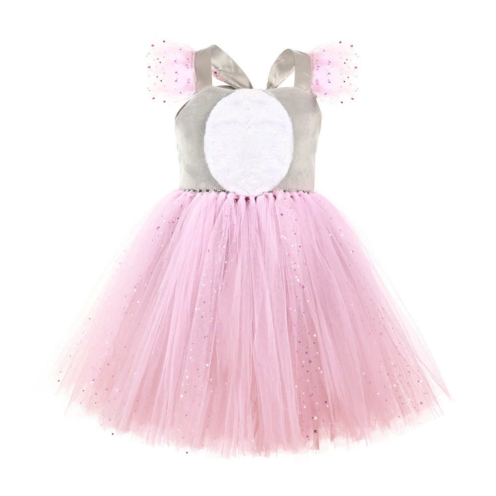 外贸女童连衣裙 粉色兔子蓬蓬裙万圣节角色扮演服节日演出摄影服 - 图0