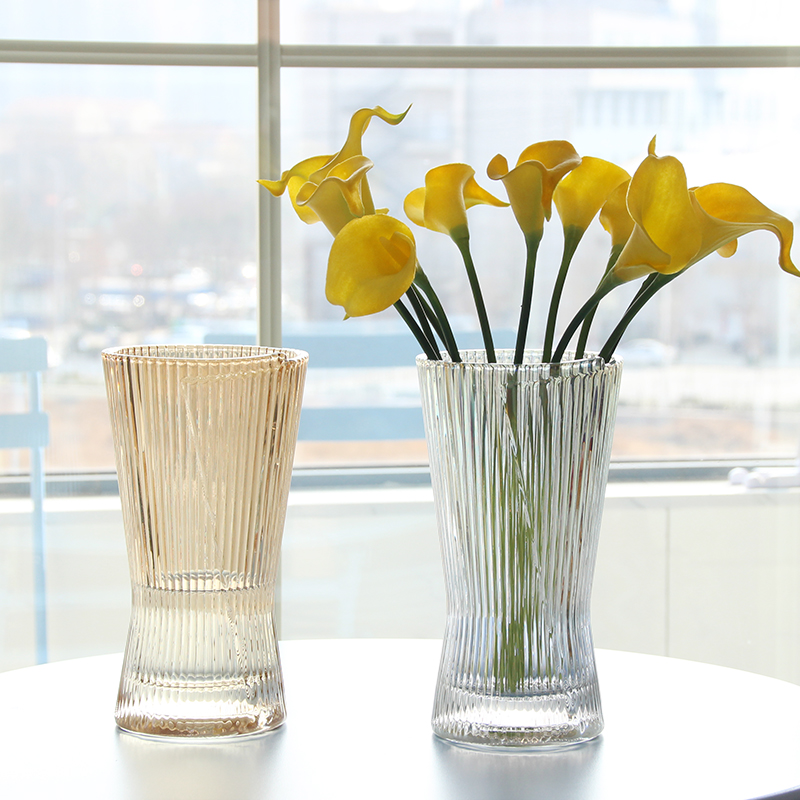 北欧玻璃花瓶透明创意客厅插花玫瑰百合花向日葵家用装饰摆件-图1
