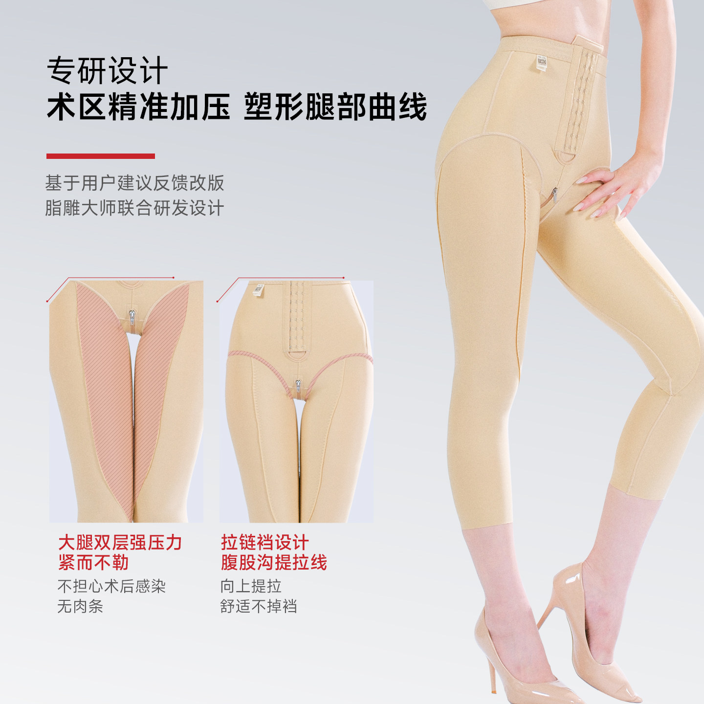 倩美抽脂术后塑腿裤一期吸脂塑身裤专用大腿臀部填充提臀塑形裤女,淘宝优惠券,粉丝福利购,淘宝优惠卷