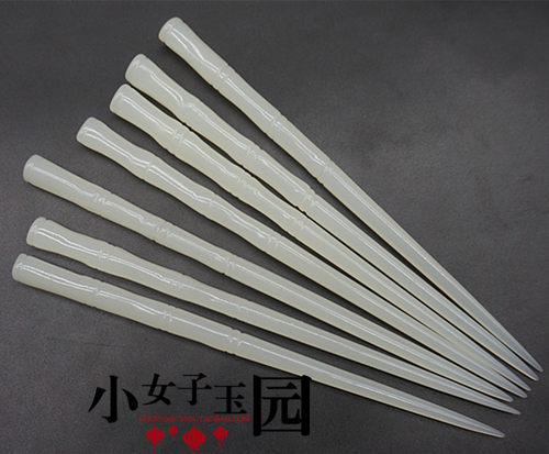古风竹节仿白玉簪子白琉璃发簪古装拍摄头饰道具盘发盘头簪子竹节 - 图2