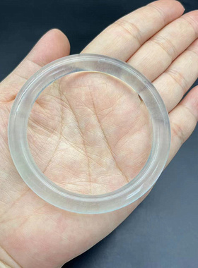 石英岩蓝冰手镯玉镯复古清新细圆条仿蓝水浅蓝镯子汉服古风手饰品