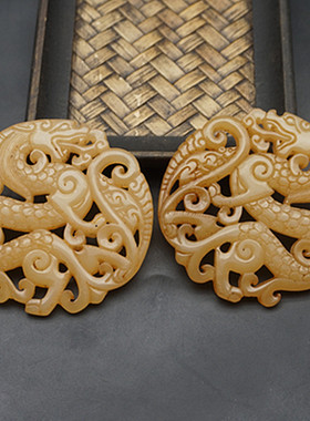 镂空龙凤项坠吊坠琉璃复古玉佩