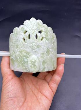 岫玉如意花发冠帽冠国风汉服古装新中式头饰发饰短剧影视饰品发簪