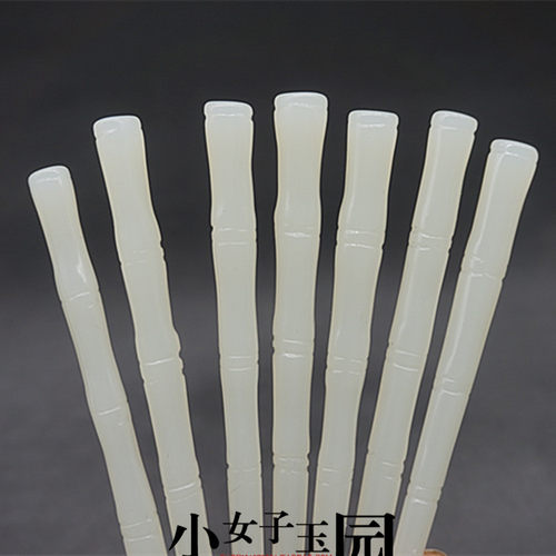 古风竹节仿白玉簪子白琉璃发簪古装拍摄头饰道具盘发盘头簪子竹节 - 图3