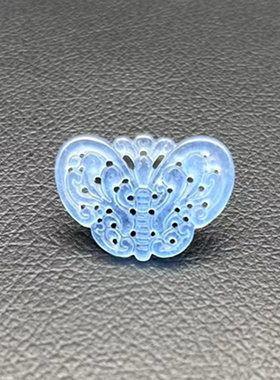 冰蓝镂空雕花吊饰手工DIY玉石饰