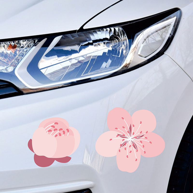 樱花车贴车身装饰个性创意图案汽车贴纸防水划痕遮挡遮盖刮痕贴花-图3