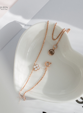 钻石花瓣四叶草项链女ins镀彩金