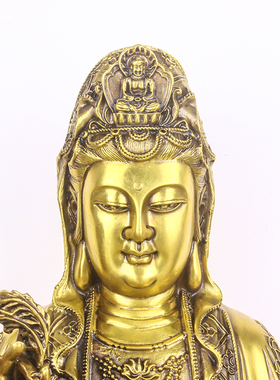 纯铜观音菩萨家用坐莲观音佛像铜南海观世音菩萨像佛堂客厅送经文