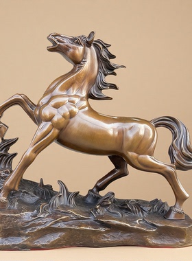 纯黄铜马到成功摆件家居装饰品办公室客厅工艺品招财金属马生肖马