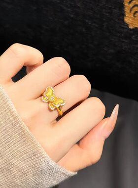越南沙金在逃公主拉丝蝴蝶戒指女