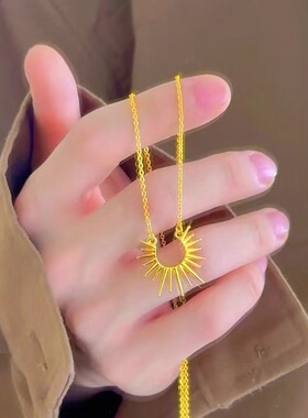 欧美设计太阳光芒项链网红同款高