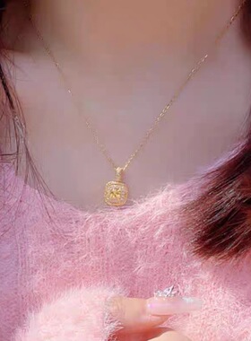 越南沙金方糖吊坠女款简约小方糖