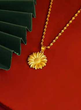 小雏菊项链女越南沙金太阳花吊坠