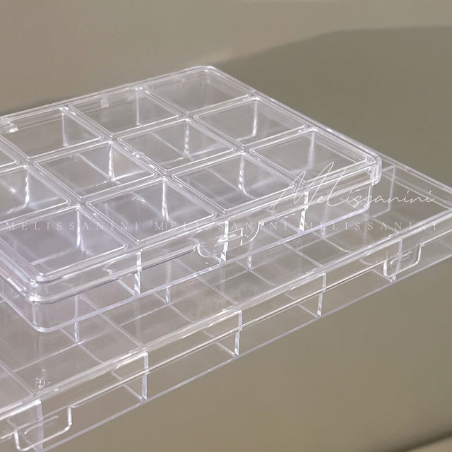 MELISSANINI Jewelry Storage Box 6|12|24 Grid Nail Art Jewelry Tool Packaging Flip Transparent Box