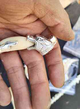 真狗牙包银饰品挂件生日礼物真藏獒牙黑狗牙吊坠情侣男士狼牙吊坠