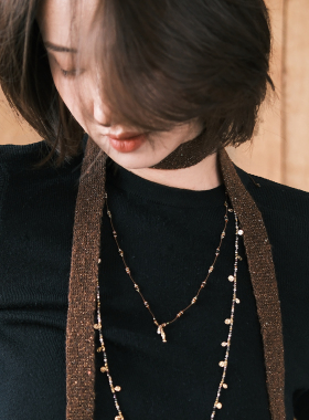 波西米亚风民族虎眼石珍珠925银小鱼吊坠可调节绳结项链高级叠戴