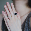 Ins Korean blogger's same style black velvet open ring mesh texture design stacking ring