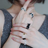 Ins Korean blogger's same style black velvet open ring mesh texture design stacking ring