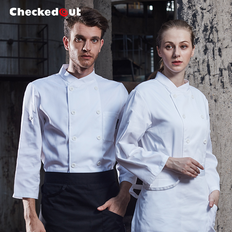 厨师服长袖春夏装多米来饭店后厨男 checkedout多米来工装制服