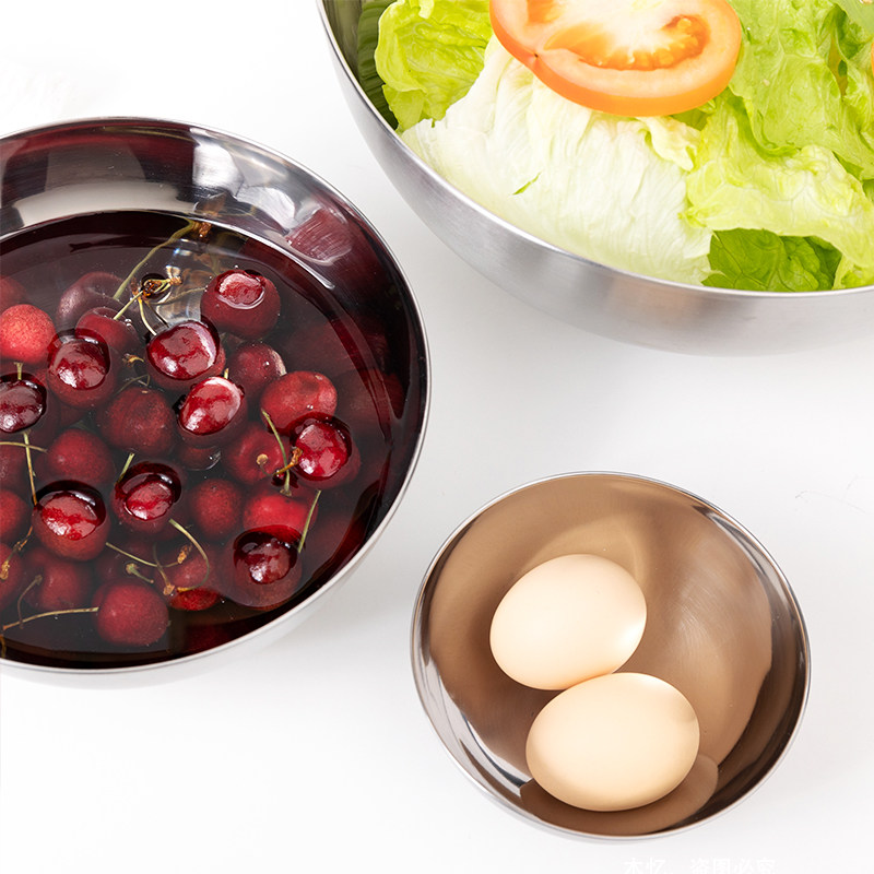 宜家IKEA布朗达上菜用碗不锈钢碗搅拌沙拉水果碗盆大号汤碗防摔