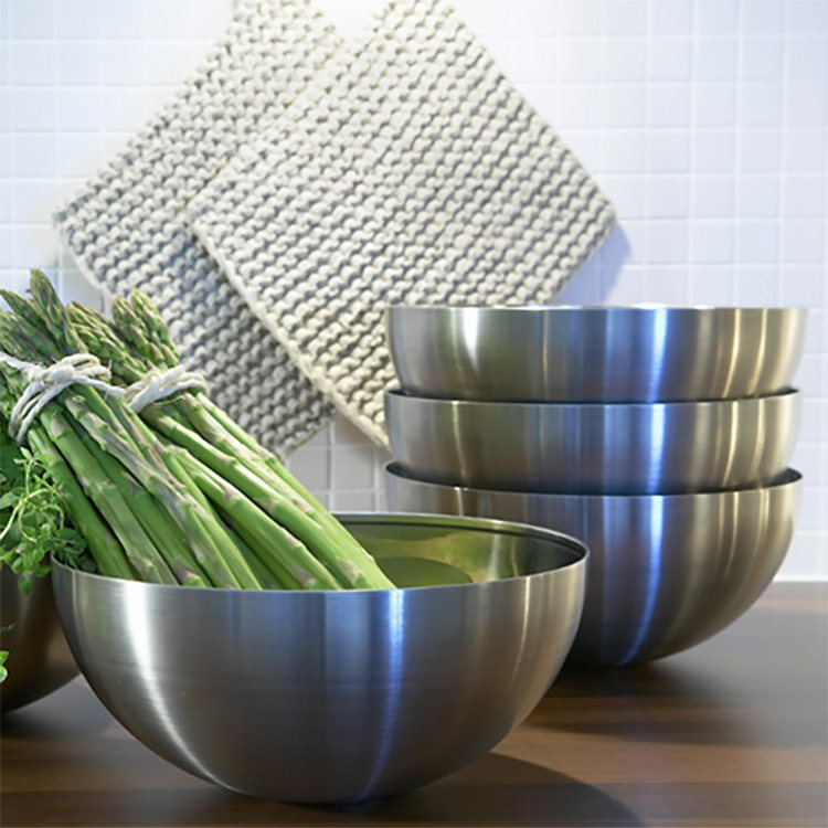 宜家IKEA布朗达上菜用碗不锈钢碗搅拌沙拉水果碗盆大号汤碗防摔