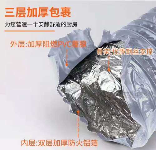 加厚双层新风系统风管/安派烧烤炉下排烟风管/PVC复合管铝箔风管 - 图0