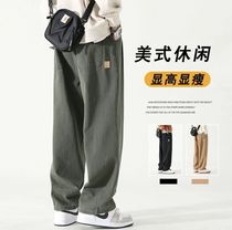 Clear Barn Pick-up Foreign Trade Wear Resistant Working Pants Mens Summer New Retro Casual Long Pants Loose Spring Autumn Straight Drum Pants