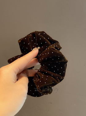 韩版东大门时尚简约植绒点点小巧肠圈女高级感后脑勺扎头绳发饰