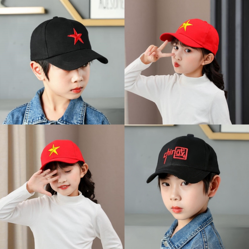 春秋款五角星儿童棒球帽红五星刺绣宝宝鸭舌帽男女童防晒遮阳帽子 - 图1