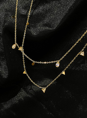 法式高级感水晶流苏项链女精致颈链简约时尚百搭轻奢小众锁骨链