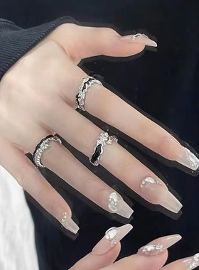 暗黑冷淡风滴油开口食指情侣戒小众设计高级感轻奢时尚2023年