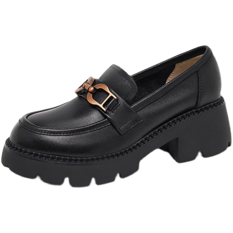 骆驼牌女鞋2025春季新款真皮英伦风厚底粗跟单鞋JK小皮鞋女乐福鞋,淘宝优惠券,粉丝福利购,淘宝优惠卷