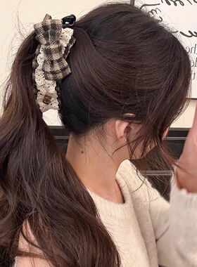 可爱kt猫发卡蕾丝蝴蝶结香蕉夹女发饰后脑勺盘发夹头饰马尾夹竖夹