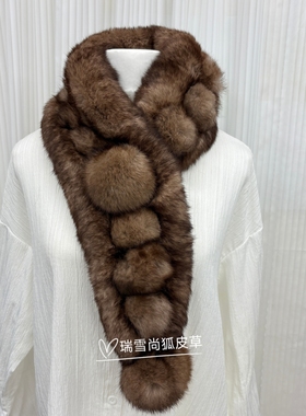 复古泡泡兔毛围巾女冬季韩版百搭真毛围脖加厚保暖交叉毛球围脖