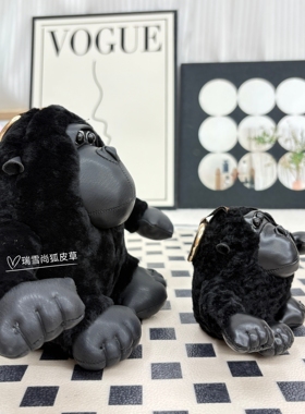真皮草黑金刚大号钥匙扣挂件