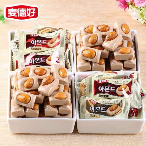 麦德好果仁奶脆巴旦木酥糖500g结婚婚庆喜糖果批散装休闲零食小吃 - 图1