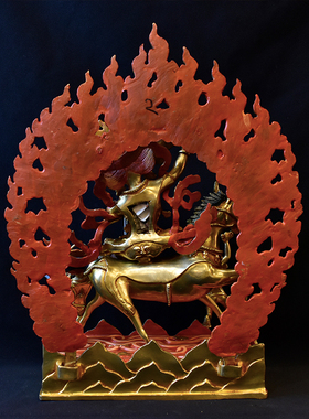 吉祥天母护法紫铜鎏金33厘米铜像