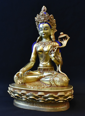 佛像密宗纯铜鎏金保平安白度母