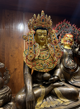 藏传密宗藏东工艺58cm铜鎏金觉悟佛大昭寺觉悟佛