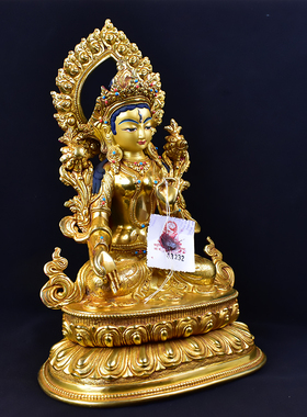 尼泊尔进口密宗手工鎏金白度母